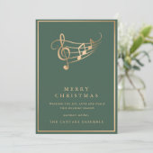 Gold Music Notes Elegant Musical Christmas Card Feestdagenkaart (Staand voorkant)