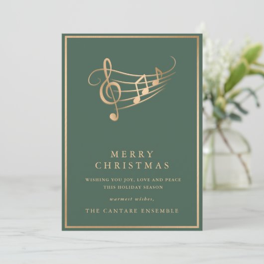 Gold Music Notes Elegant Musical Christmas Card Feestdagenkaart (Staand voorkant)