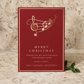 Gold Music Notes Elegant Musical Christmas Card Feestdagenkaart