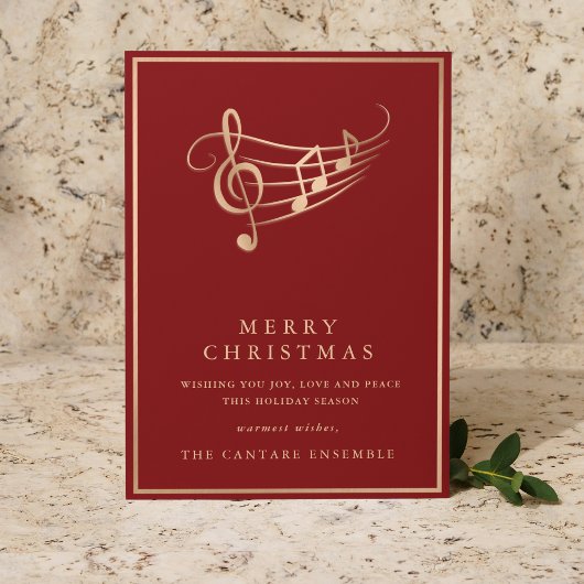 Gold Music Notes Elegant Musical Christmas Card Feestdagenkaart
