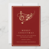 Gold Music Notes Elegant Musical Christmas Card Feestdagenkaart (Voorkant)