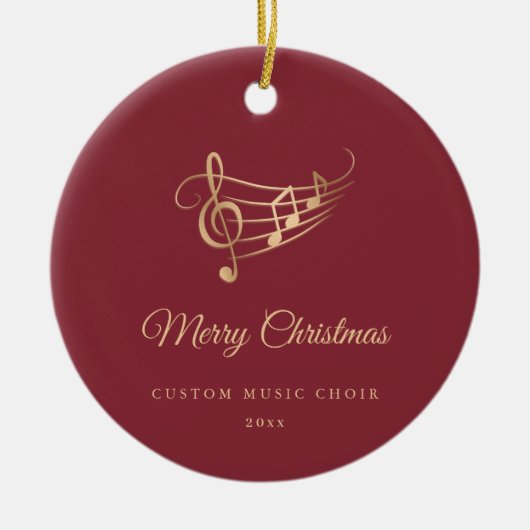 Gold Music Notes Elegant Script Christmas Keramisch Ornament (Voorkant)