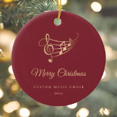 Gold Music Notes Elegant Script Christmas Keramisch Ornament