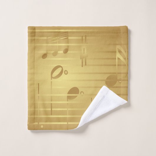 Gold Music Towels - Muzieknoten Golden Decor Bad Handdoek (Wasdoekje)