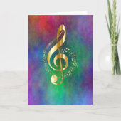 Gold Music Treble Clef op kleurrijke regenboogkleu Kaart (Voorkant)