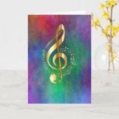 Gold Music Treble Clef op kleurrijke regenboogkleu Kaart (Gele Bloem)