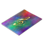 Gold Music Treble Clef op kleurrijke regenboogkleu Notitieboek (Linkerzijde)