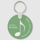 Gold Musical Note Dusty Green Sleutelhanger met na (Achterkant)