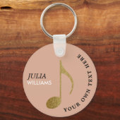 Gold Musical Note Dusty Roos Sleutelhanger met naa (Voorkant)