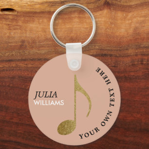 Gold Musical Note Dusty Roos Sleutelhanger met naa