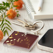 Gold Musical Notes Background Sleutelhanger