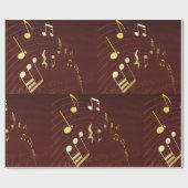 Gold Musical Notes Background Wrapping Paper Cadeaupapier (Vlak)