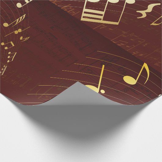 Gold Musical Notes Background Wrapping Paper Cadeaupapier (Hoek)