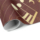 Gold Musical Notes Background Wrapping Paper Cadeaupapier (Rol Hoek)