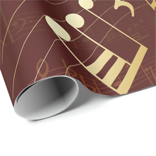 Gold Musical Notes Background Wrapping Paper Cadeaupapier (Rol Hoek)
