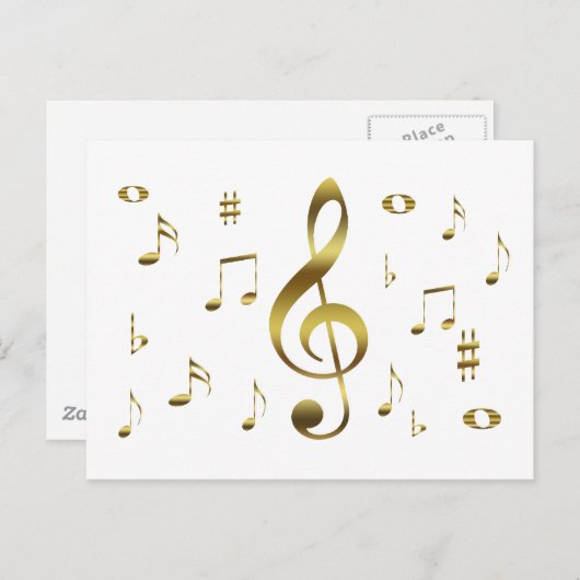 Gold Musical Notes Briefkaart (Voorkant / Achterkant)