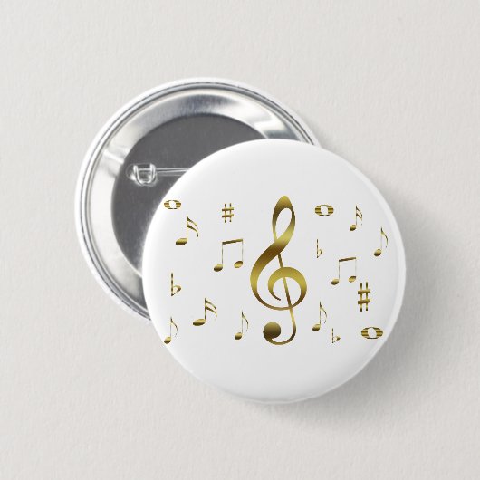 Gold Musical Notes Button (Voorkant /achterkant)