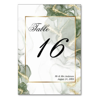 Gold Muted Sage Green Ink Kaart