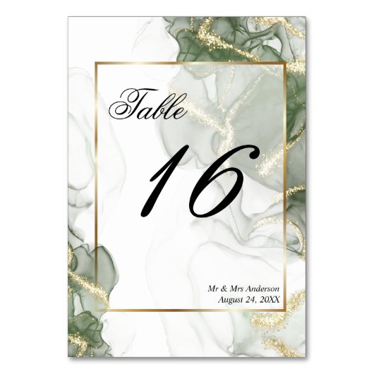 Gold Muted Sage Green Ink Kaart (Voorkant)