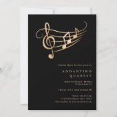 Gold Muzieknoten Classy Minimal Concert Invitation Kaart (Voorkant)