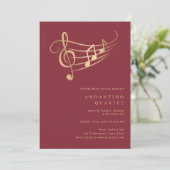 Gold Muzieknoten Classy Minimal Concert Invitation Kaart (Staand voorkant)
