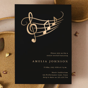 Gold Muzieknoten Classy Minimal Concert Invitation Kaart