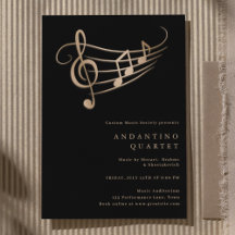 Gold Muzieknoten Classy Minimal Concert Invitation