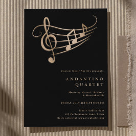 Gold Muzieknoten Classy Minimal Concert Invitation Kaart