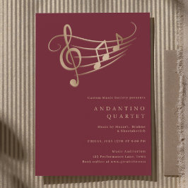 Gold Muzieknoten Classy Minimal Concert Invitation Kaart
