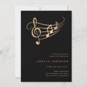 Gold Muzieknoten Classy Minimal Concert Invitation Kaart (Voorkant)