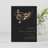 Gold Muzieknoten Classy Minimal Concert Invitation Kaart (Staand voorkant)