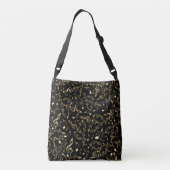 Gold-Muzieknoten en -reinigingen op zwarte Canvas Crossbody Tas (Achterkant)