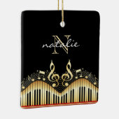 Gold-Muzieknoten en toetsenbord Keramisch Ornament (Rechts)