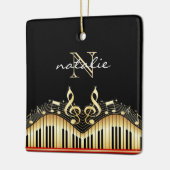 Gold-Muzieknoten en toetsenbord Keramisch Ornament (Links)