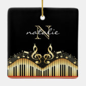 Gold-Muzieknoten en toetsenbord Keramisch Ornament (Achterkant)
