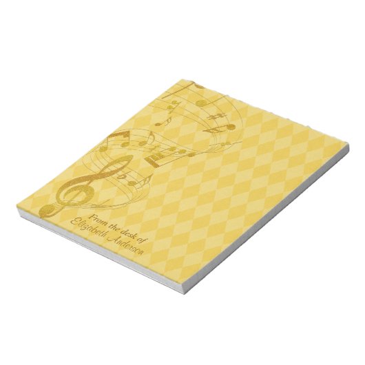 Gold Muzieknoten Harlequin - Gepersonaliseerd Noti Notitieblok (Linkerzijde)
