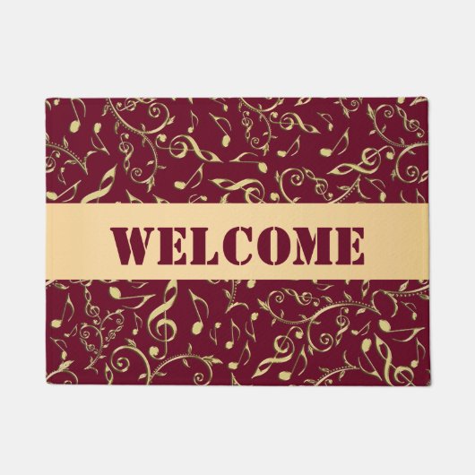 Gold-Muzieknoten met  kleuromslag Deurmat (Voorkant)
