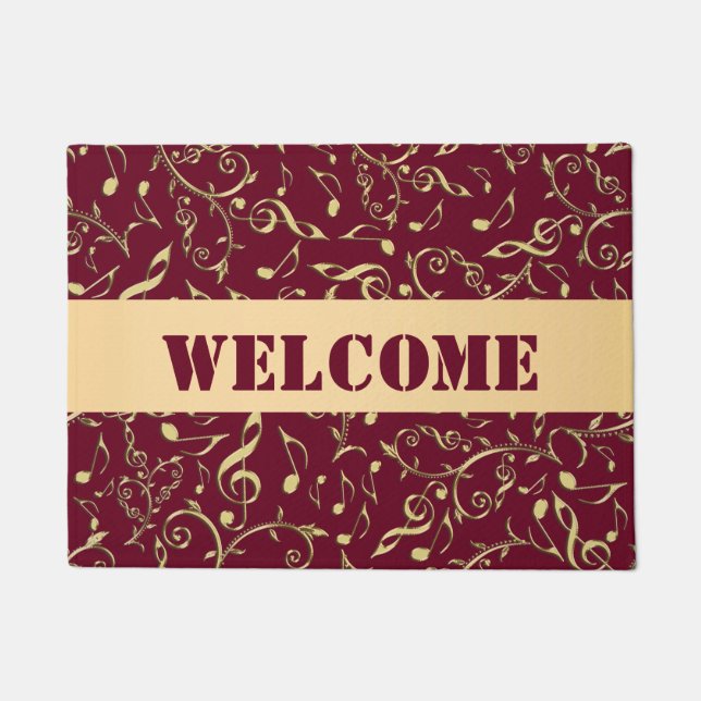 Gold-Muzieknoten met  kleuromslag Deurmat (Voorkant)