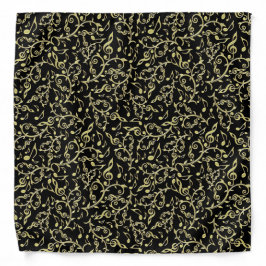 Gold Muzieknoten Patroon op uw kleurenbanner Bandana