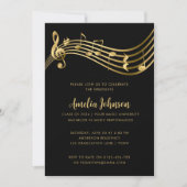 Gold Muzieknoten Script Graduation Party Kaart (Voorkant)
