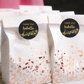 Gold muzieknoten voor elegant zwart, bedankt ronde sticker