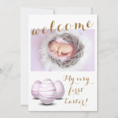 Gold My First Easter Welcome Photo Baby Birth Aankondiging (Voorkant)