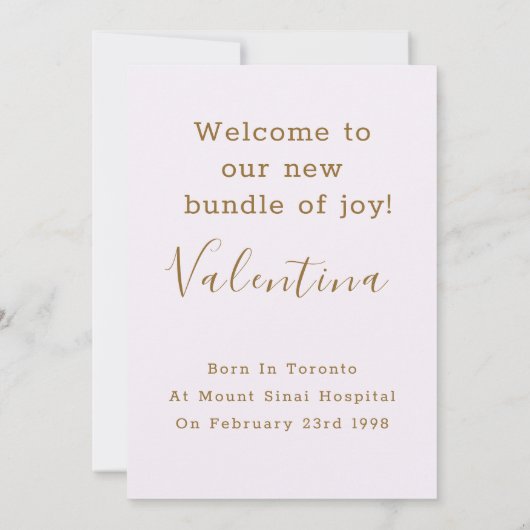 Gold My First Easter Welcome Photo Baby Birth Aankondiging (Achterkant)