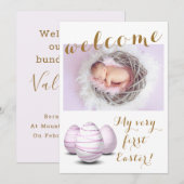 Gold My First Easter Welcome Photo Baby Birth Aankondiging (Voorkant / Achterkant)
