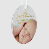 Gold My First Kerstfeest Baby Photo Birth Ornament (voorkant)