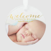 Gold My First Kerstfeest Baby Photo Birth Ornament (achterkant)