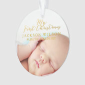 Gold My First Kerstfeest Baby Photo Birth Ornament (voorkant)