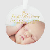 Gold My First Kerstfeest Baby Photo Birth Ornament (voorkant)