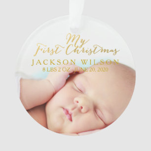 Gold My First Kerstfeest Baby Photo Birth Ornament