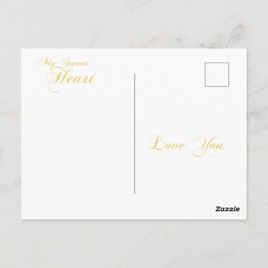 Gold My Sweet Heart Zwarte Valentijn Briefkaart (Achterkant)
